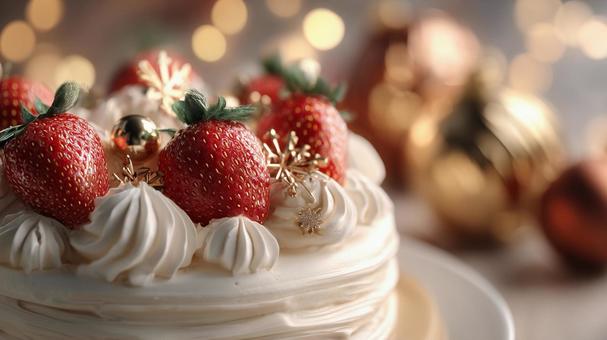 彩る苺と生クリームのクリスマスケーキ 彩る苺と生クリームのクリスマスケーキの写真