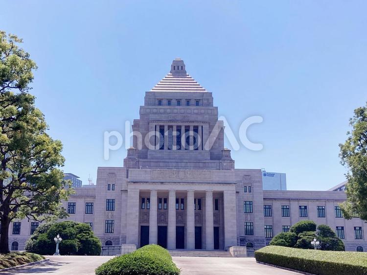 東京風景・国会議事堂 国会議事堂,衆議院,参議院の写真素材
