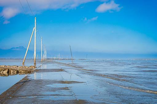 熊本県　宇土市　長部田海床路の風景 長部田海床路,宇土,海中道路の写真素材