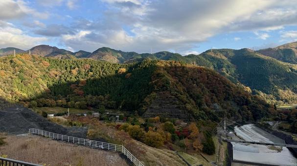 頂上 渓谷,ダム,三保ダムの写真素材