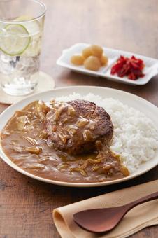 ハンバーグカレー ハンバーグカレー ハンバーグカレー,ハンバーグ,カレーの写真素材