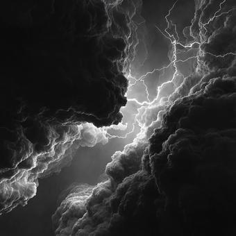 大自然の脅威:モノクロで捉えた雷光 大自然の脅威:モノクロで捉えた雷光の写真
