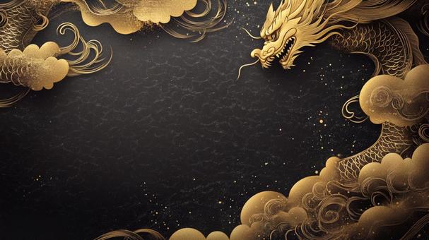 金色の龍と雲の装飾 金色の龍と雲の装飾の写真