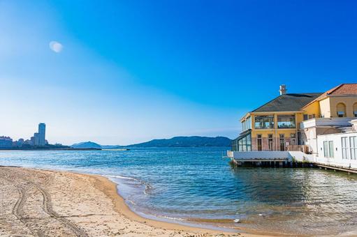 福岡県　シーサイドももち海浜公園の風景 福岡県,福岡市,青空の写真素材