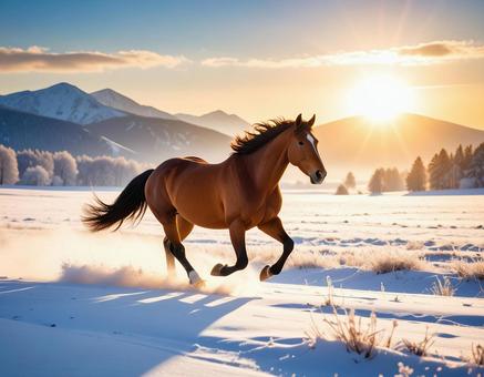 2026年用・馬モチーフの年賀素材の写真