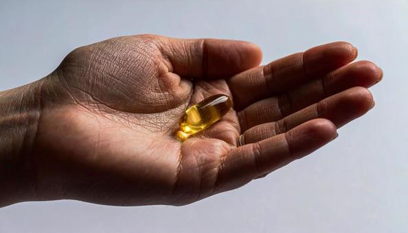 手に薬 白背景 手に薬 白背景の写真