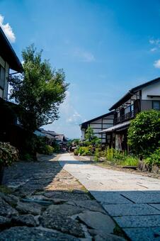中山道馬籠宿の空 馬籠宿,中山道,空の写真素材