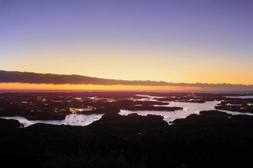 伊勢志摩の美しい朝焼け 伊勢志摩,朝景,朝焼けの写真素材