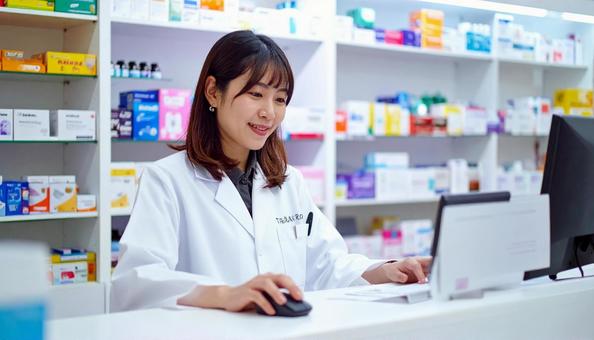 笑顔で働く薬剤師 笑顔で働く薬剤師の写真