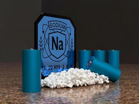 Naの元素記号と電池と結晶 Naの元素記号と電池と結晶の写真