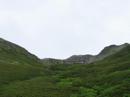 仙丈カールと仙丈小屋 仙丈カールと仙丈小屋 カール,圏谷,仙丈小屋の写真素材