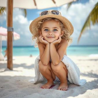 白い砂浜と少女 夏の海 白い砂浜と少女 夏の海の写真