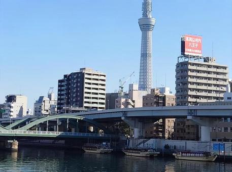 スカイツリーと街並みの写真