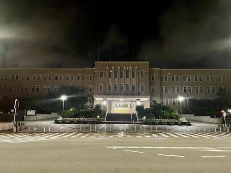 深夜の和歌山県庁舎 深夜の和歌山県庁舎 和歌山県,和歌山県庁,県庁の写真素材