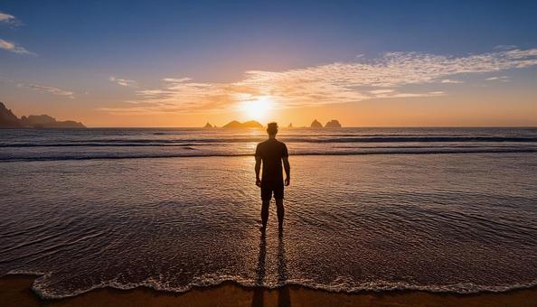 太陽を浴びる男性の写真