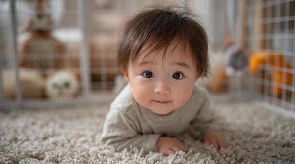子供部屋でハイハイする赤ちゃん 06の写真