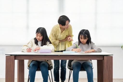 勉強を教える女性 勉強を教える女性 宿題,勉強,家庭教師の写真素材