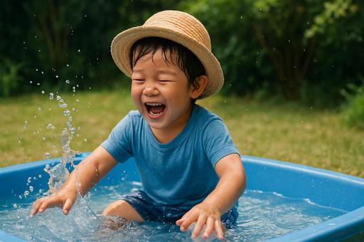 小さな子供の水遊び 小さな子供の水遊びの写真