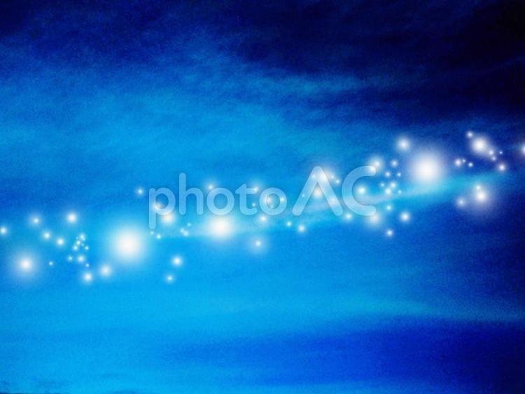 空模様のアレンジ（ブルー空とキラキラ）② 空,空模様,星の写真素材