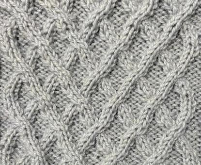 ニットグレー交差あみ 手編み,編み目,テクスチャの写真素材