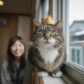 冠をかぶって気品あふれる推し猫 冠をかぶって気品あふれる推し猫の写真