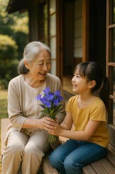 孫とおばあちゃん02 孫とおばあちゃん02の写真