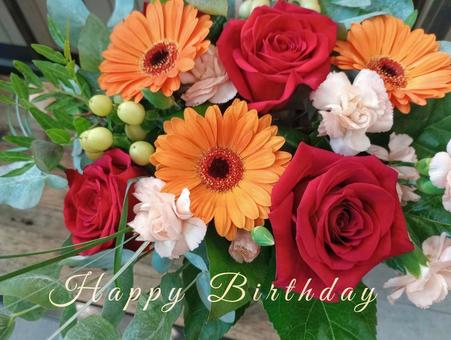 ブーケとHappy Birthday ブーケとHappy Birthday ハッピーバースデー,お誕生日,ハッピーバースデイの写真素材