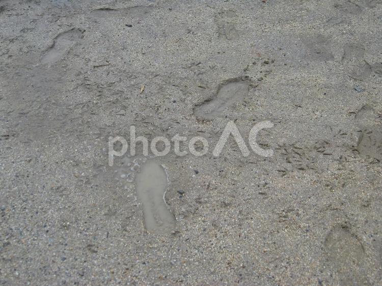 ぬかるんだ地面（足跡） 足あと,足跡,あしあとの写真素材