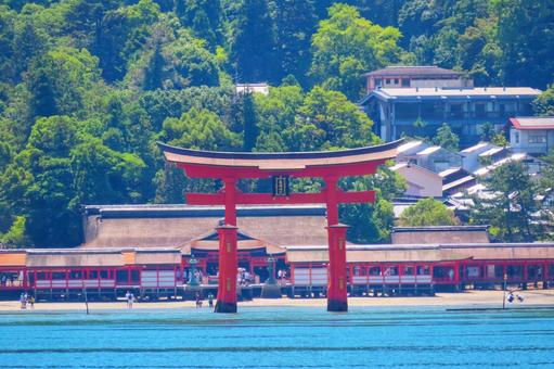 日本三景安芸の宮島の大鳥居と厳島神社 日本三景安芸の宮島の大鳥居と厳島神社 宮島,厳島神社,大鳥居の写真素材