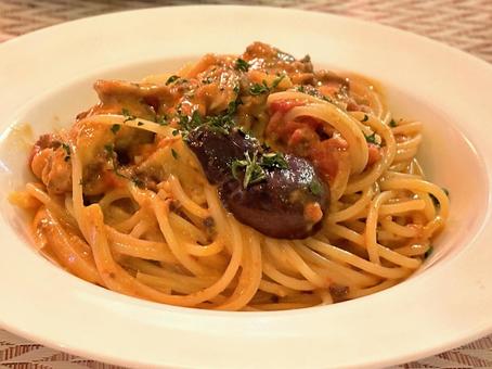 なすときのこのトマトパスタ なすときのこのトマトパスタ なすときのこのトマトパスタ,パスタ,なすの写真素材