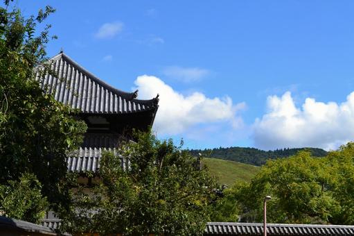 瓦と青空と山 瓦と青空と山 空,風景,自然の写真素材