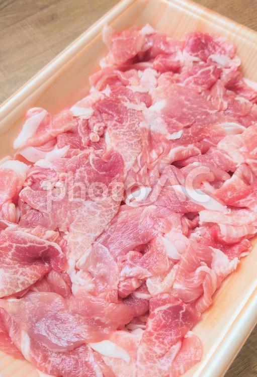 新鮮な豚肉のこま切れ① 豚肉,精肉,豚こまの写真素材