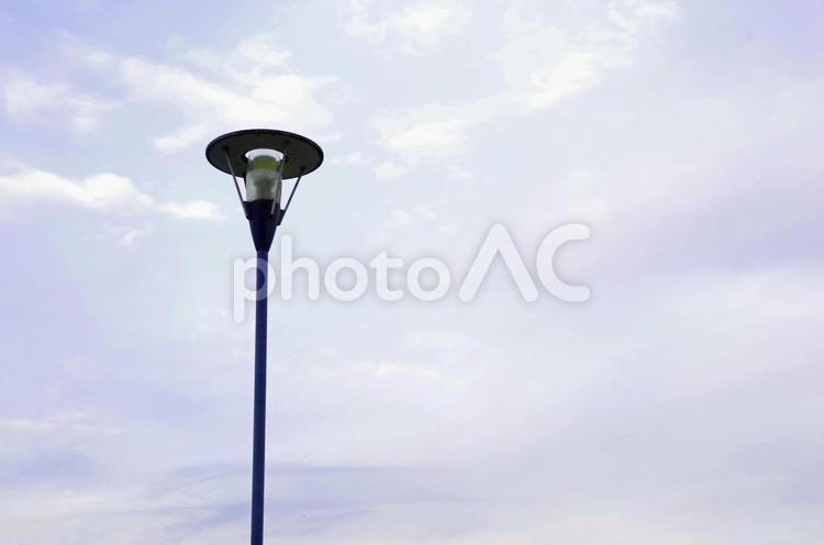 朝の街灯と空 街灯,灯り,設備の写真素材