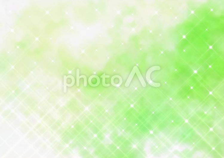 クロスフィルター風の煌めき　幻想的な空とふわふわの雲（グリーン） クロスフィルター,煌めく,幻想的の写真素材