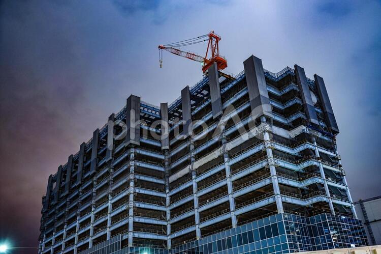 横浜・みなとみらいの高層ビル建設現場 建設現場,みなとみらい,横浜の写真素材