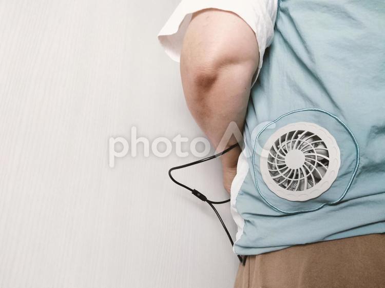 空調服で熱中症対策を 空調服,作業服,暑さ対策の写真素材