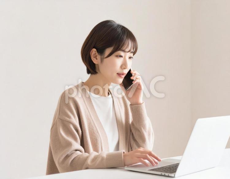 仕事をする女性 ビジネス,女性,パソコンの写真素材