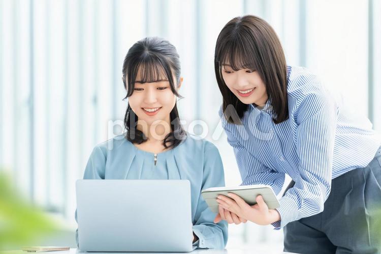 ミーティングをする2人のビジネスウーマン 女性,ビジネス,ミーティングの写真素材