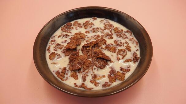 シリアル・チョコフレーク＆豆乳 シリアル,チョコフレーク,グラノーラの写真素材