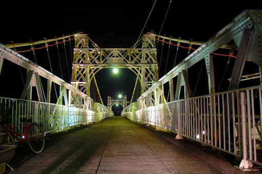 岐阜県 白川橋のライトアップ 岐阜県 白川橋のライトアップ 白川橋,橋,橋梁の写真素材