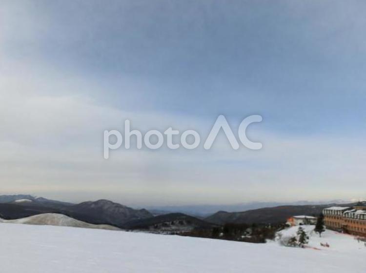 スキー場からの景色 冬,冬景色,雪の写真素材