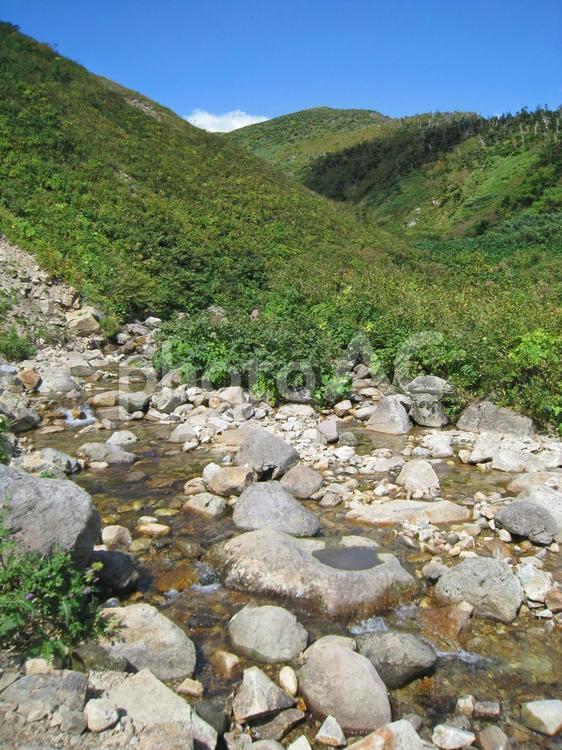 白山を流れる美しい小川 白山,登山,山の写真素材