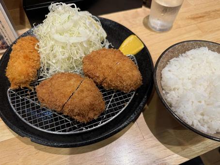 Photo, fried food, japanese food, set meal, 