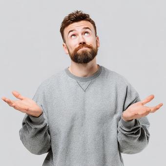ユーモラスな困惑のポーズ ユーモラスな困惑のポーズの写真