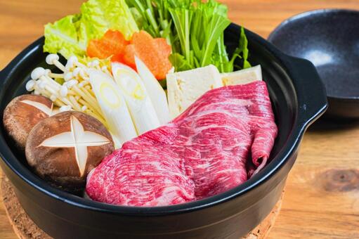 すき焼き 食材盛り付け すき焼き,すき焼き食材,和牛の写真素材