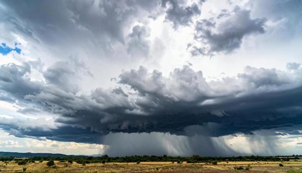 Sky A with rain columns visible in the distance, rain column, rain cloud, rain, JPG