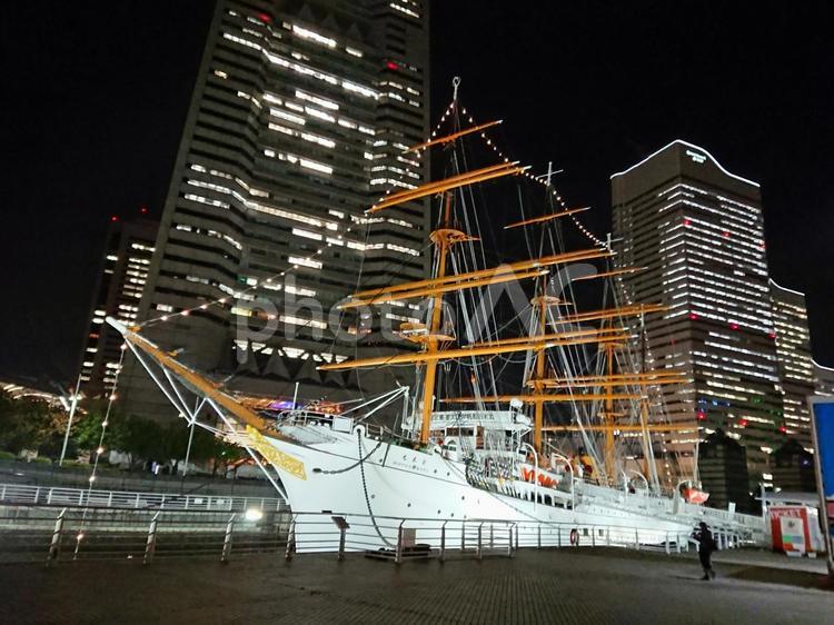 帆船日本丸　横浜みなとみらい 日本丸,帆船日本丸,帆船の写真素材