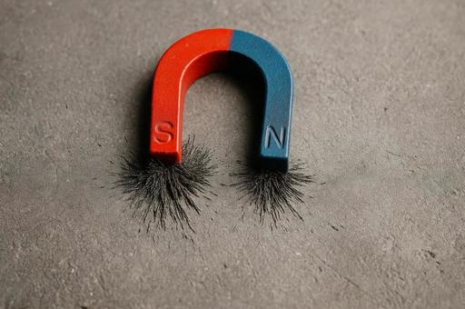 磁石と砂鉄 磁石と砂鉄の写真