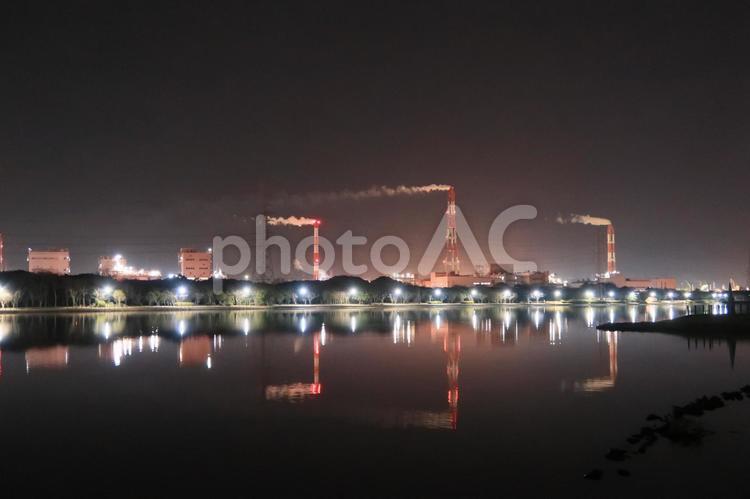 茨城県神栖市神之池からの鹿島臨海工業地帯夜景 工場夜景,夜景,工業地帯の写真素材