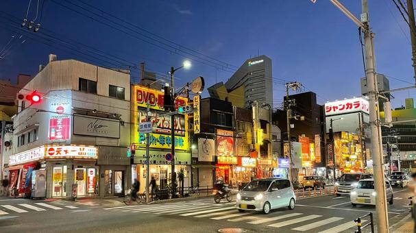 京橋駅付近の夜のある風景2 R710A夜 京橋駅付近の夜のある風景2 R710A夜 ビル,ビル群,大阪の写真素材